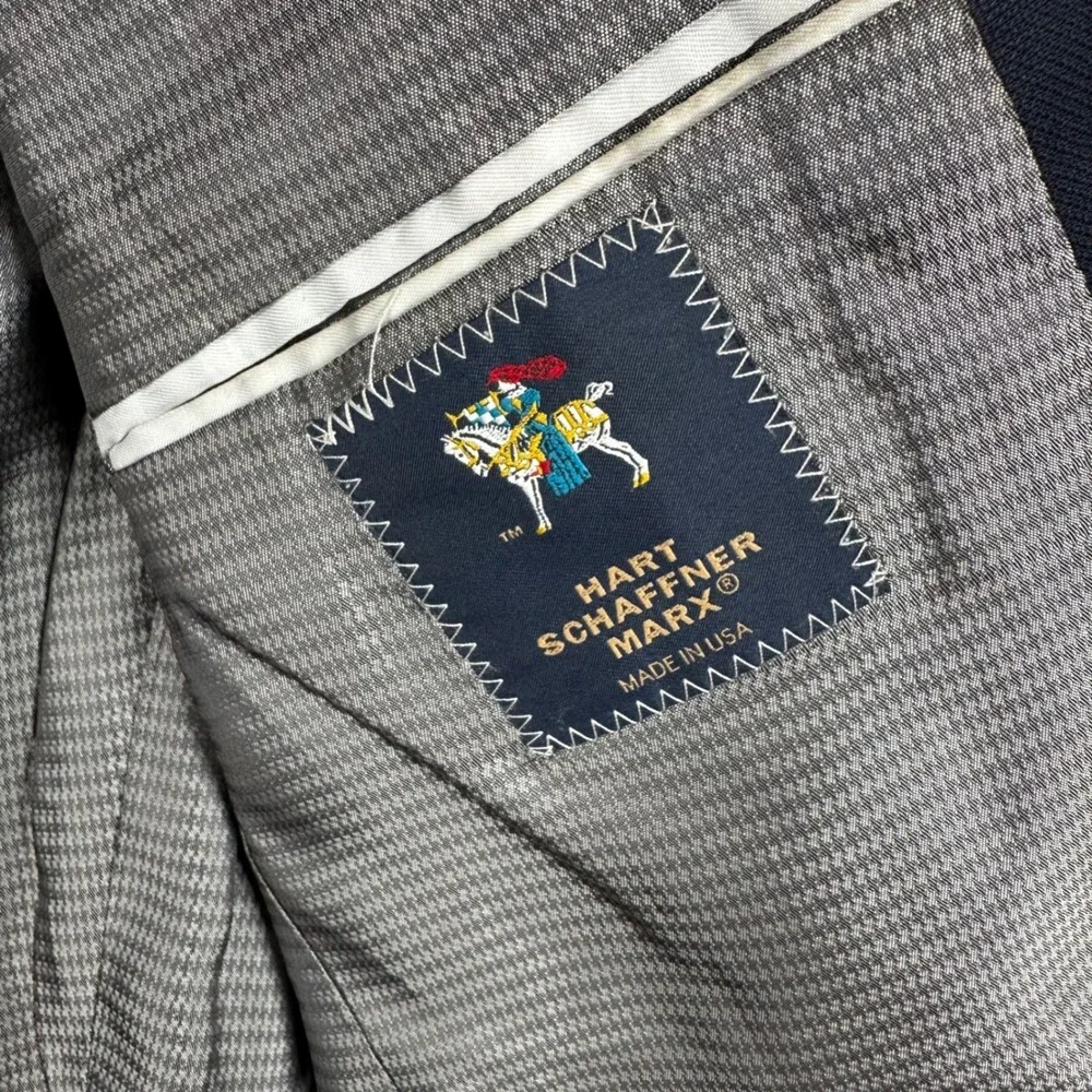Hart Schaffner Marx Blazer Men Sport Coat Two Button USA 42R Navy Blue Old Money